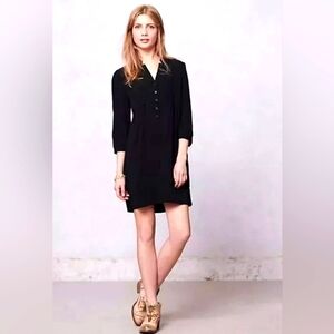 Maeve for Anthropologie Taryn Crepe Shift Dress Black Size 4